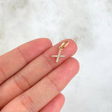 Dije Letra X  0.5gr / 1.5cm / Circones Blancos  Oro Amarillo Blanco 18K