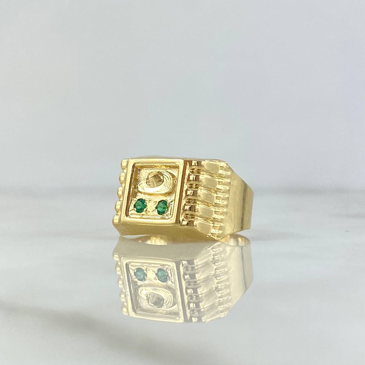 Anillo sombrero Volteado 2.6gr / T8 / Circones Verdes Oro Amarillo 18K