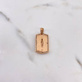 Dije Placa Virgen Guadalupe 4.2gr / 2.7cm / Circones Negros Oro Rosa 18K #