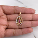 Dije Virgen Guadalupe 2.5gr / 2.5cm / Circones Fucsias Verdes Blancos Oro Rosa 18K #