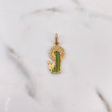 Dije Virgen Maria 2.25gr / 2.9cm / Circones Verdes Blancos Oro Amarillo 18K &