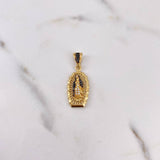 Dije Virgen Guadalupe 3.05gr / 3.1cm / Circones Negros Blancos Oro Amarillo 18K #