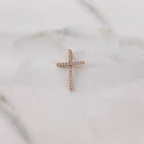 Dije Cruz 0.9gr / 2.1cm / Circones Blancos Oro Rosa 18K #