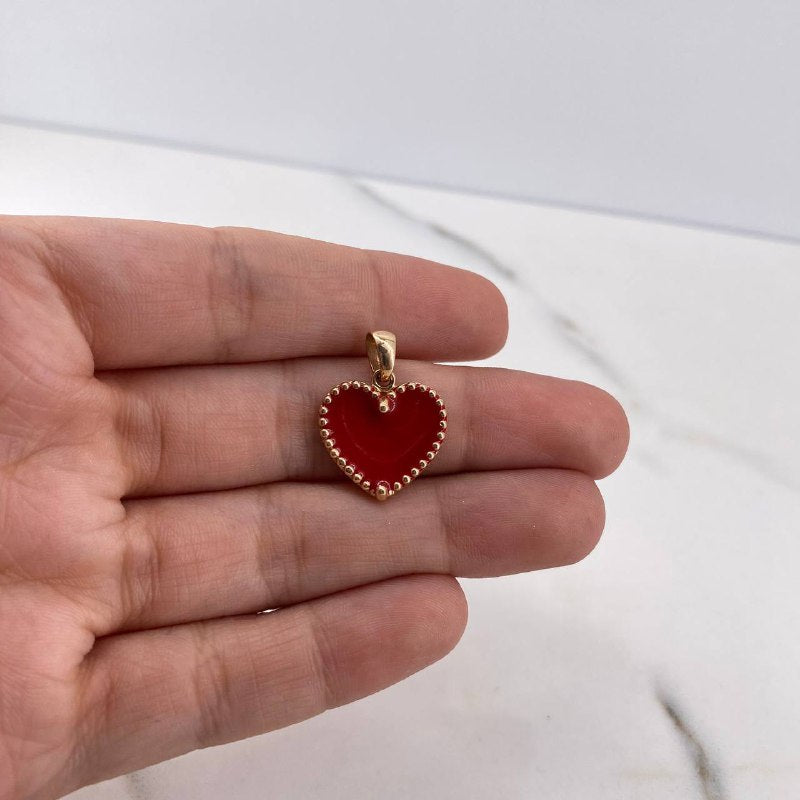 Dije Corazon 3.1gr / 2cm / Rojo Electroestatico Oro Rosa 18K #