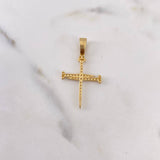 Dije Cruz Clavos 1.9gr / 3.5cm / Circones Blancos Oro Amarillo 18K #