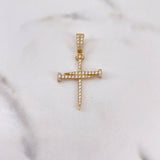 Dije Cruz Clavos 1.9gr / 3.5cm / Circones Blancos Oro Amarillo 18K #