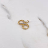 Dije Infinito 1.6gr / 1.5cm / Circones Blancos Oro Amarillo 18K #