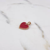 Dije Corazon 3.1gr / 2cm / Rojo Electroestatico Oro Rosa 18K #