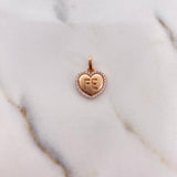 Dije Corazon Medalla Fe 1.4gr / 1.8cm / Circones Blancos Oro Rosa 18K #