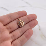 Dije Corazon Medalla Fe 1.4gr / 1.8cm / Circones Blancos Oro Rosa 18K #