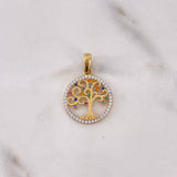 Dije Arbol De la Vida 2.2gr / 2.6cm / Circones Colores Dos Oros Amarillo Blanco 18K #