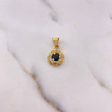 Dije Halo Circulo 1.85gr / 2cm / Circones Azul Blancos Oro Amarillo 18K #