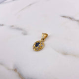 Dije Halo Circulo 1.85gr / 2cm / Circones Azul Blancos Oro Amarillo 18K #