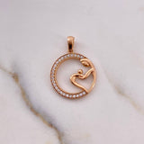 Dije Circulo Amor 2gr / 2.6cm / Circones Blancos Oro Rosa 18K #