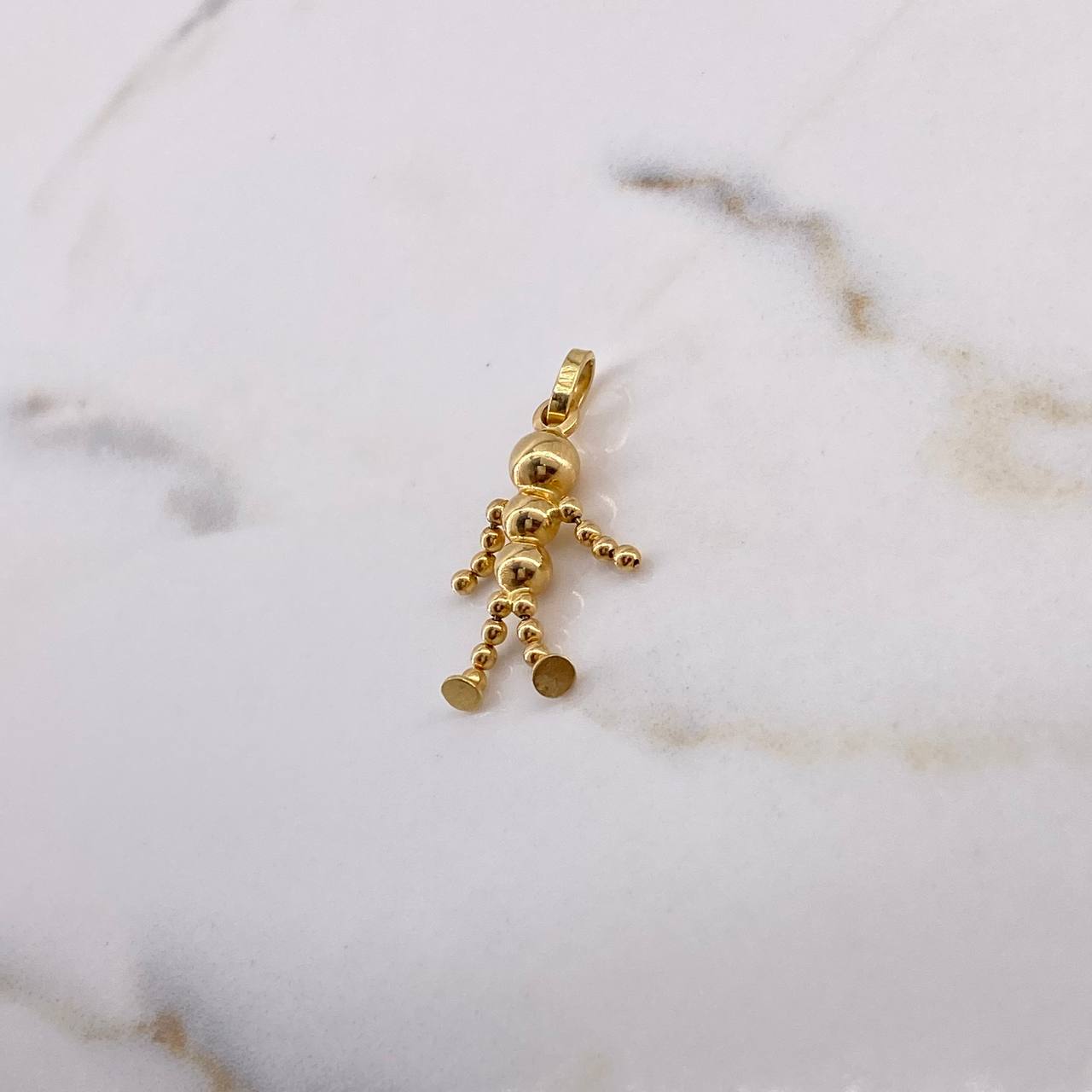 Dije Muñeco Bolas 1.85gr / 2.9cm / Liso Oro Amarillo 18K #