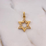 Dije Estrella De David 2.05gr / 2.9cm / Circones Blancos Oro Amarillo 18K #