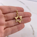 Dije Estrella De David 2.05gr / 2.9cm / Circones Blancos Oro Amarillo 18K #