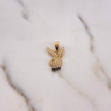 Dije Conejo 2gr / 2.2cm / Circones Negros Blancos Oro Amarillo 18K #