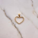 Dije Silueta Corazon 1.6gr / 3cm / Circones Blancos Oro Amarillo 18K #