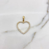 Dije Silueta Corazon 1.6gr / 2.5cm / Circones Blancos Oro Amarillo 18K #