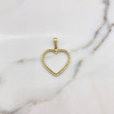 Dije Silueta Corazon 1.6gr / 2.5cm / Circones Blancos Oro Amarillo 18K #