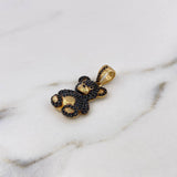 Dije Oso 4.8gr / 3cm / Circones Negros Oro Amarillo 18K &