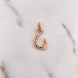 Dije Anzuelo 1.3gr / 2.7cm / Circones Negros Oro Rosa 18K #