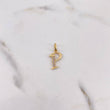 Dije Letra P 0.6gr / 2cm / Circones Blancos Oro Amarillo 18K #