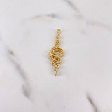 Dije Serpiente 2.65gr / 3.5cm / Circones Negros Blancos Oro Amarillo 18K #