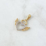 Dije Corazón Alado 1.55gr / 2.3cm / Circones Blancos Oro Amarillo 18K *