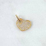 Dije Corazón Tupido 1.45gr / 1.6cm / Circones Blancos Oro Amarillo 18K *