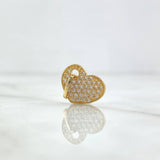 Dije Corazón Tupido 1.45gr / 1.6cm / Circones Blancos Oro Amarillo 18K *