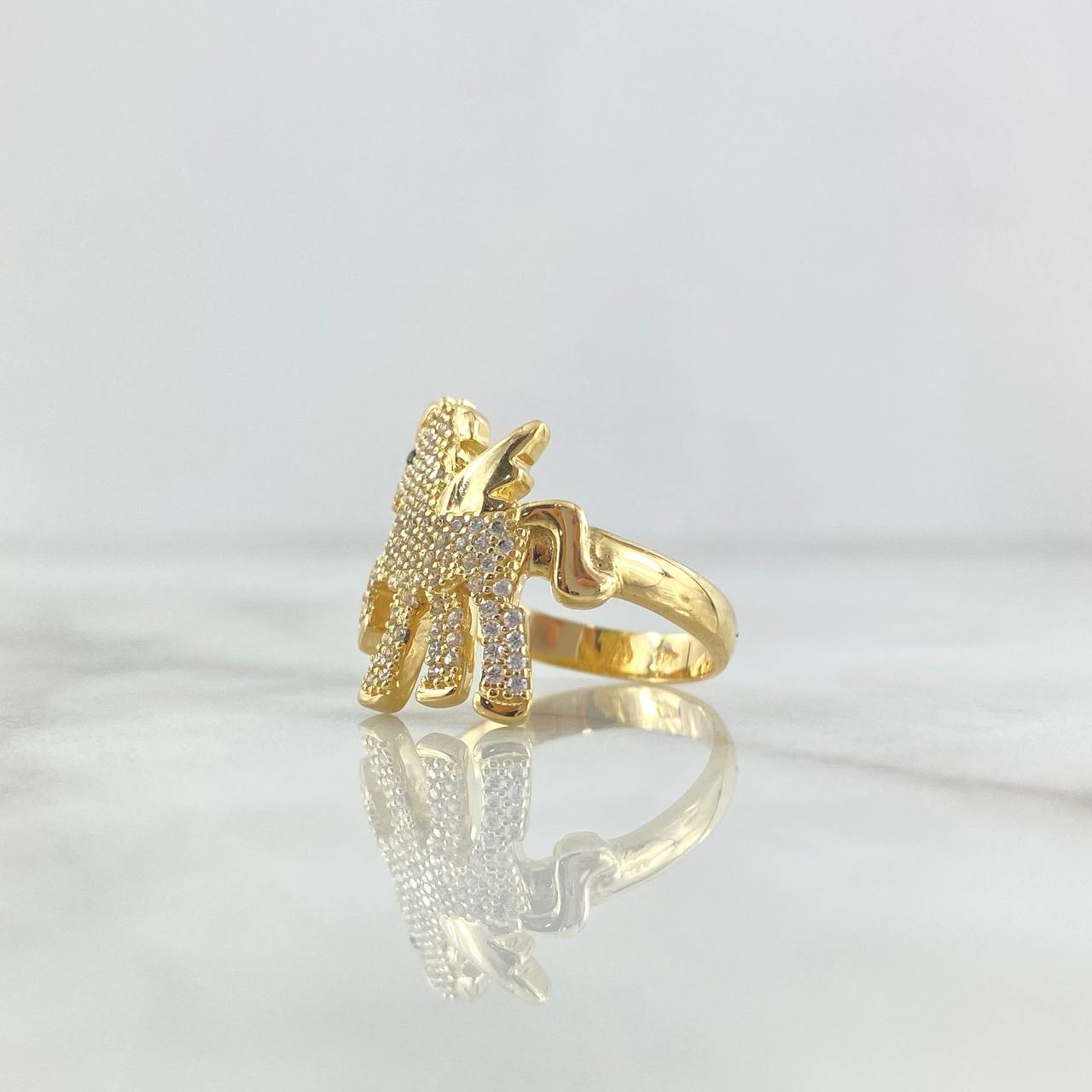 Anillo Unicornio 5.75gr / T7 1/4 / Circones Blancos Oro Amarillo 18K *