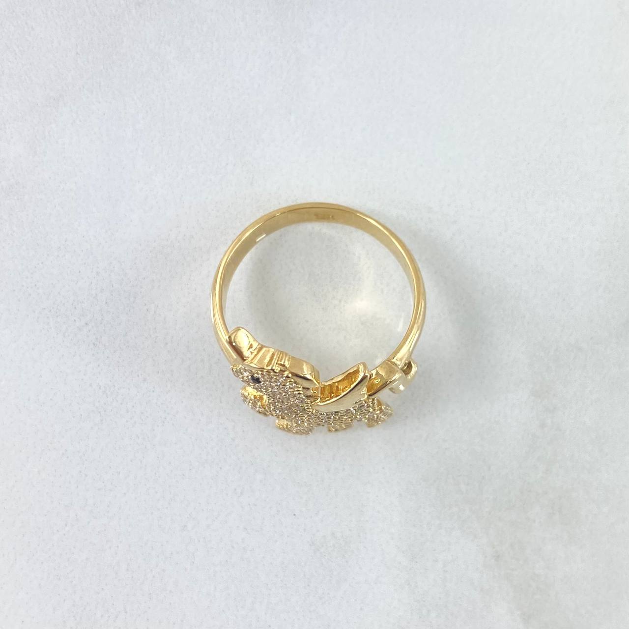 Anillo Unicornio 5.75gr / T7 1/4 / Circones Blancos Oro Amarillo 18K *