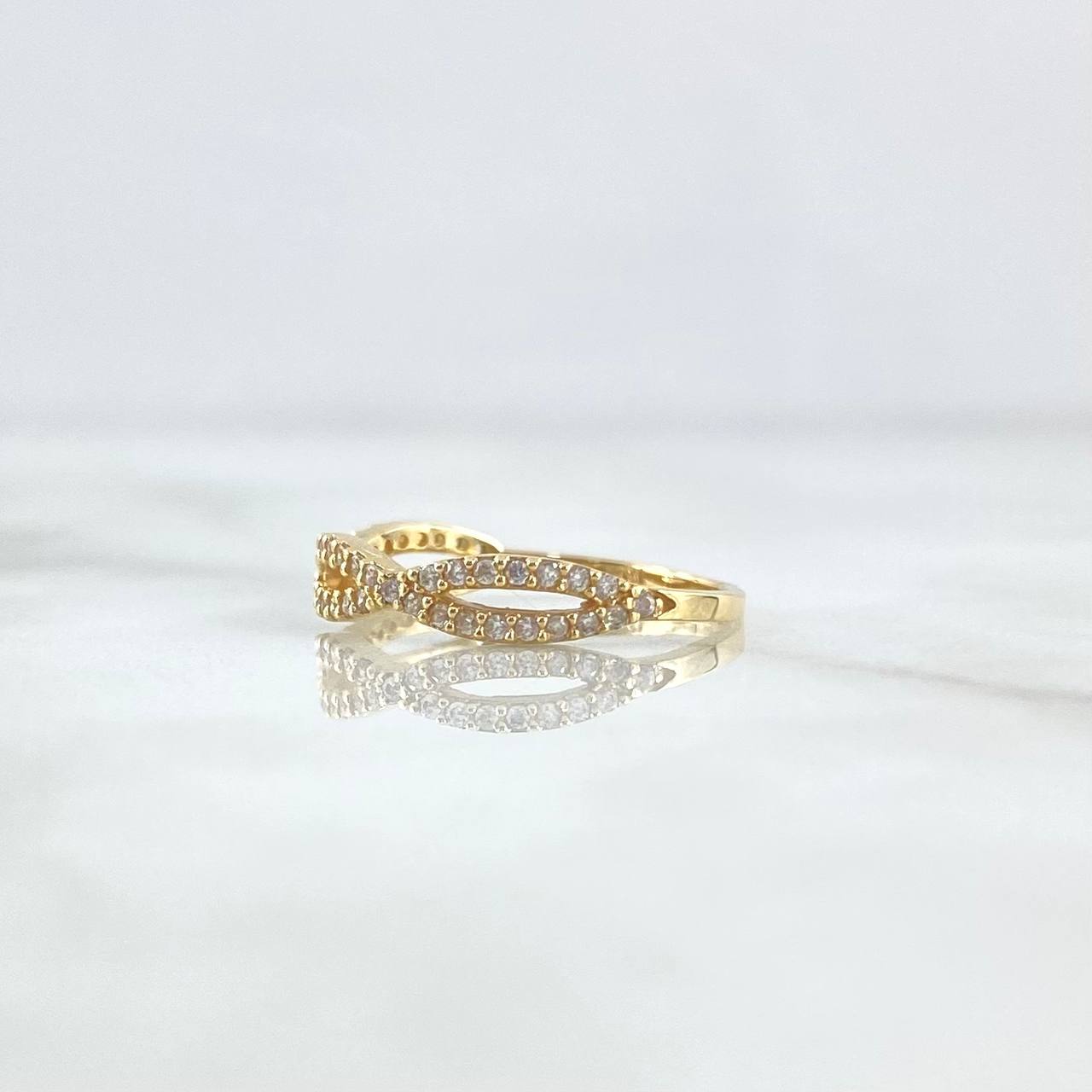 Anillo Infinito Triple 1.65gr / T5 / Circones Blancos Oro Amarillo 18K *