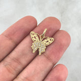 Dije Mariposa 1.3gr / 2.1cm / Circones Blancos Oro Amarillo 18K