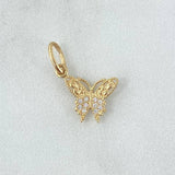 Dije Mariposa 0.75gr / 1.9cm / Circones Blancos Oro Amarillo 18K