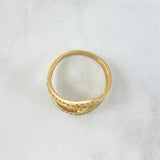 Anillo Rustico Curvas Perpendiculares 4.6gr / T8 / Circones Blancos Oro Amarillo 18K  ©