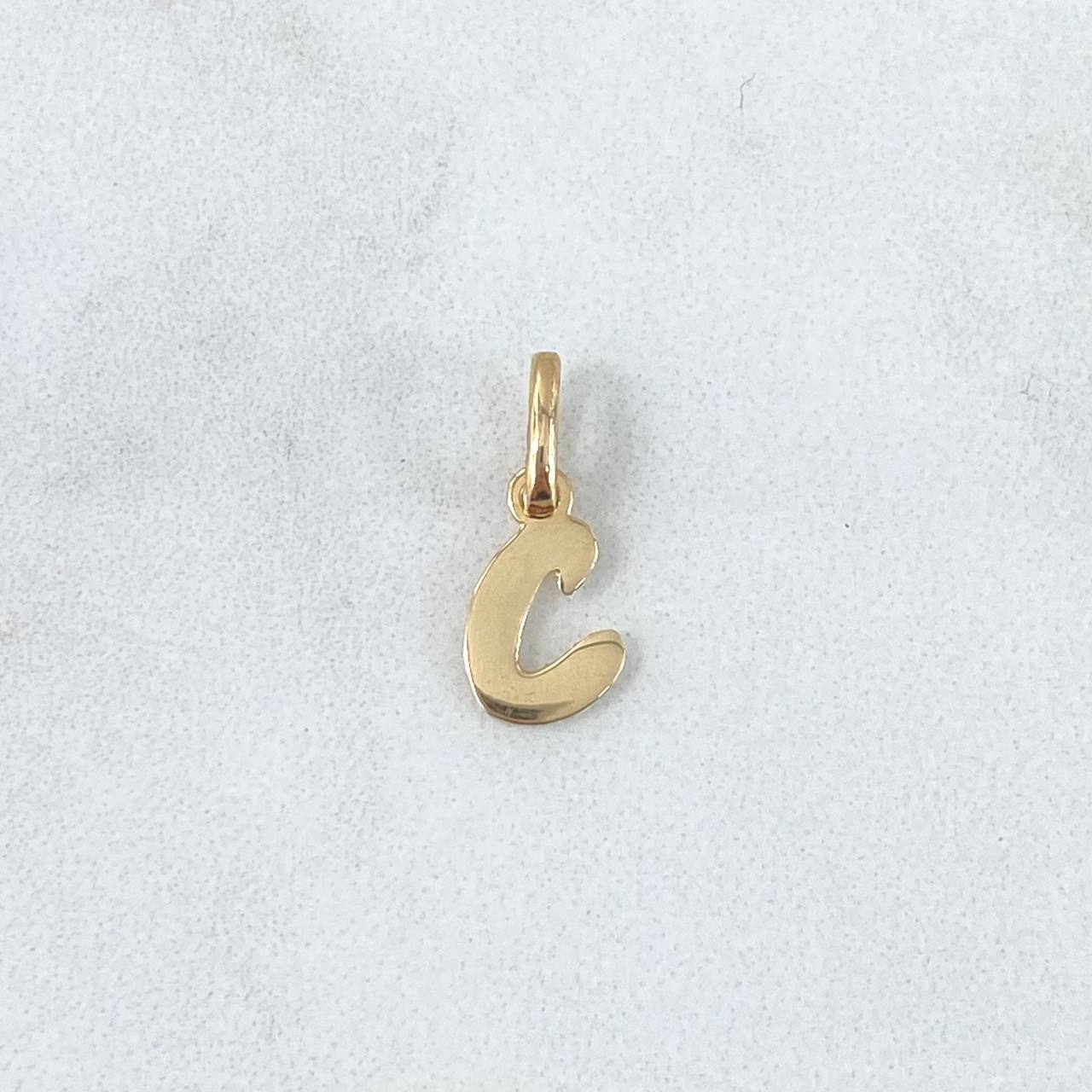 Dije Letra C Cursiva 0.45gr / 1.7cm / Lisa Oro Amarillo 18K