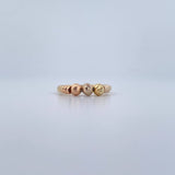 Anillo Bolas 1.85gr / T7 1/4 / 4mm Diamantadas Tres Oros 18K &