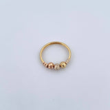 Anillo Bolas 1.85gr / T7 1/4 / 4mm Diamantadas Tres Oros 18K &