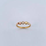 Anillo Bolas 1.85gr / T7 1/4 / 4mm Diamantadas Tres Oros 18K &