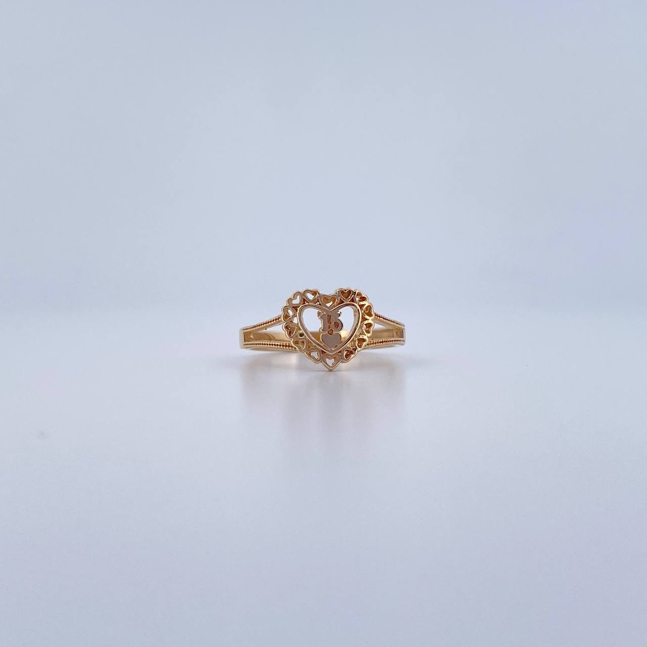 Anillo Corazon 15s 2.6gr / T7 / Oro Amarillo 18K &