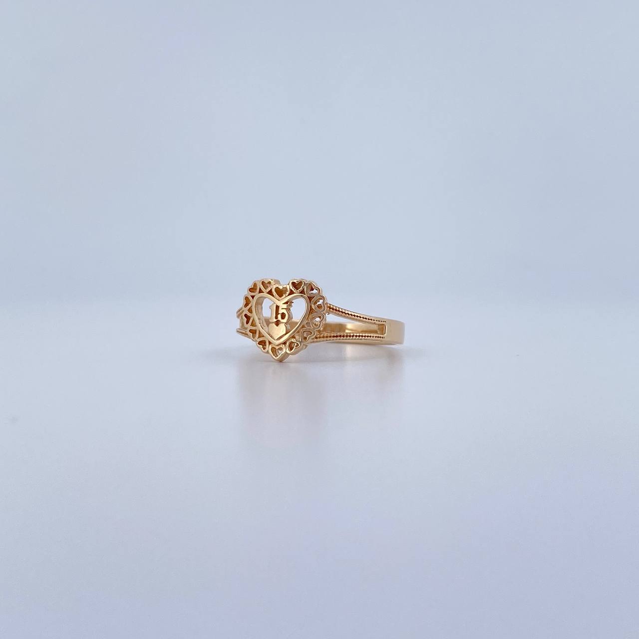 Anillo Corazon 15s 2.6gr / T7 / Oro Amarillo 18K &