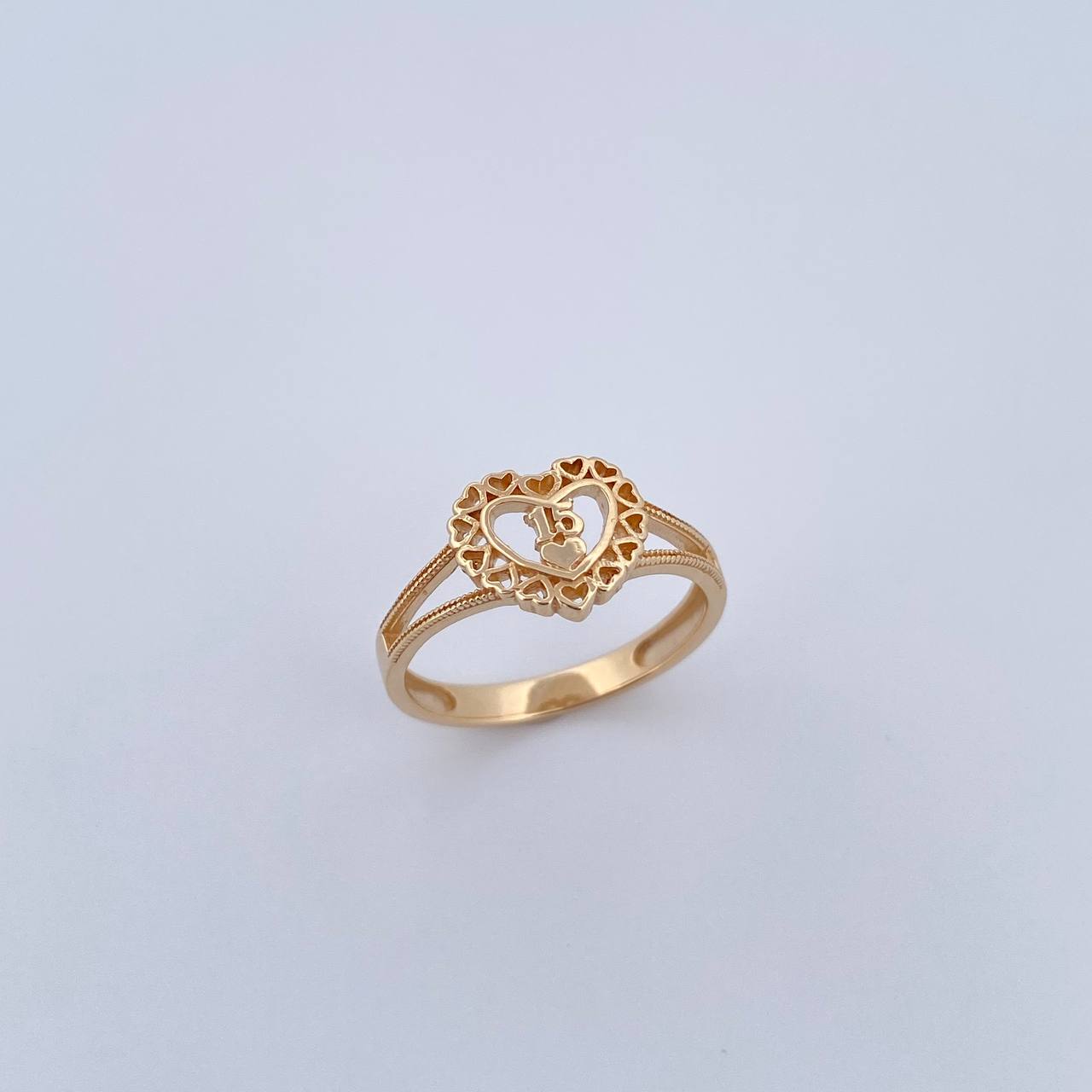 Anillo Corazon 15s 2.6gr / T7 / Oro Amarillo 18K &