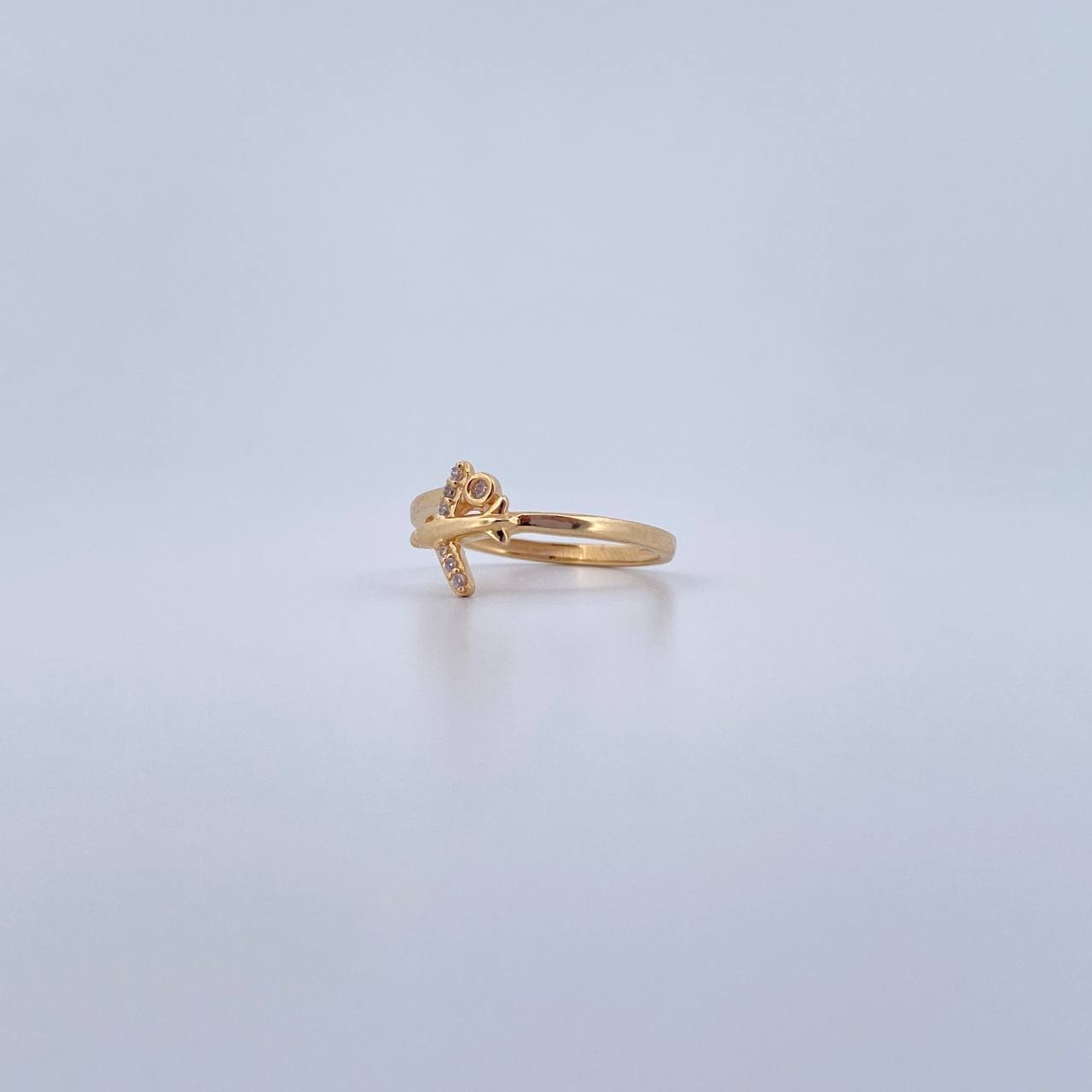 Anillo Avion 1.65gr / T7 1/4 / Circones Blancos Oro Amarillo 18K &