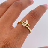 Anillo Avion 1.6gr / T6 / Circones Blancos Oro Amarillo 18K &