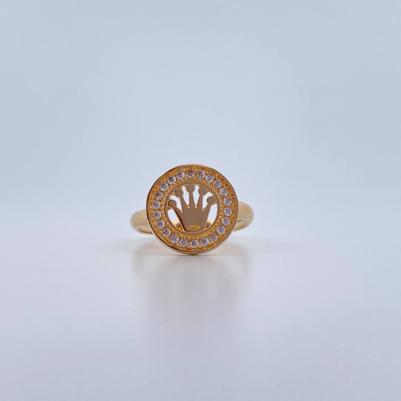 Anillo Corona RX 3.45gr / T6 1/2 / Circones Blancos Oro Amarillo &