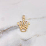 Dije Corona RX 3.7gr / 3cm / Circones Blancos Oro Amarillo 18K $