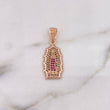 Dije Virgen Guadalupe 3.45gr / 3.1cm / Circones Blancos-Verdes-Fucsias Oro Rosa 18K #